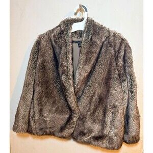 Cynthia Steffe Womens Faux Fur Jacket Size 2 Brown Open Front